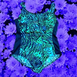 Vtg 90’s Pacific Connections Neon Tiger Swim Suit!
